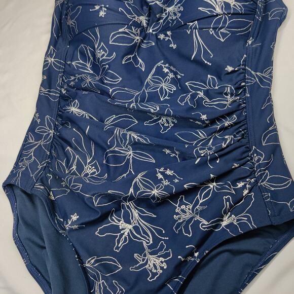 Niptuck Garden Line Foil Joanne Twist Front Slimming Swimsuit 6 One Piece - Picture 7 of 15